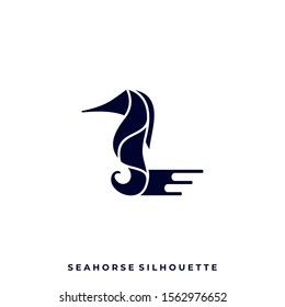 Sea Horse Silhouette Illustration Vector Design Template. Suitable for Creative Industry, Multimedia, entertainment, Educations, Shop, and any related business