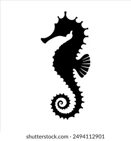 Sea horse silhouette on white background. Sea horse icon vector sign illustration design.