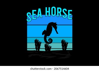 sea horse silhouette retro design
