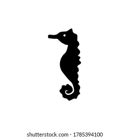 Sea Horse Silhouette, Underwater Animal. Flat Vector Icon illustration. Simple black symbol on white background. Sea Horse Silhouette, Marine Animal sign design template for web and mobile UI element