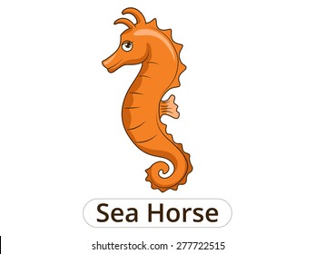 Sea horse underwater animal cartoon illustration for children