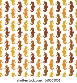 Sea horse vector art background design for fabric and decor. Seamless pattern