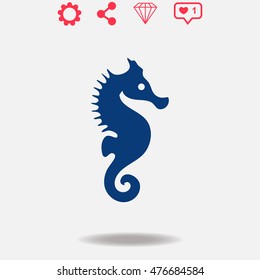 Sea Horse vector icon on grey background.
