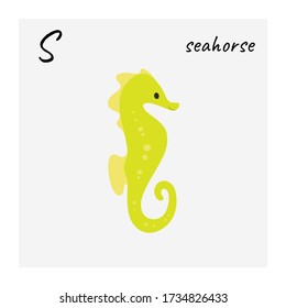 Sea horse. Vector illustration in flat style isolated on gray background.