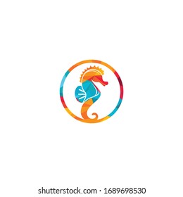 Sea Horse vector logo design.