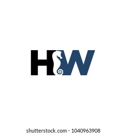 Sea Horse Vector logo. Letter H and W vector logo.