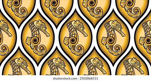 Sea Horse vector - Seamless pattern background 