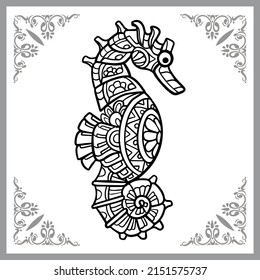 Sea horse zentangle arts isolated on white background