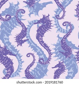 Sea horses illustration seamless pattern on sky blue background wallpaper,Ocean animal in pastel colors