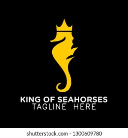 Sea horses king logo, sea horses with crown logo and icon