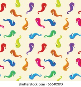 sea horses seamless pattern, abstract texture; vector art illustration