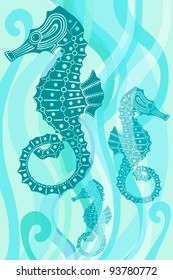 Sea horses and waves