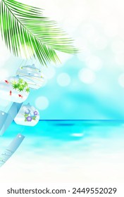 sea hot summer palm wind chime background