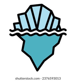 Sea iceberg icon outline vector. Underwater glacier. Water arctic color flat