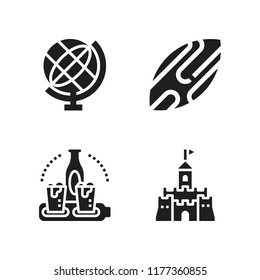 sea icon. 4 sea vector icons set. skimboard, sand castle and paddle icons for web and design about sea theme