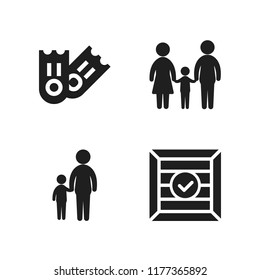 sea icon. 4 sea vector icons set. mother and son silhouettes, father mother and son silhouette and flippers icons for web and design about sea theme