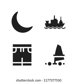 sea icon. 4 sea vector icons set. swimsuit, merchant ship and windsurf icons for web and design about sea theme
