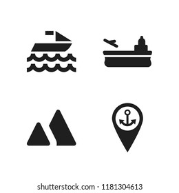 sea icon. 4 sea vector icons set. jet ski, aircraft carrier and port sign icons for web and design about sea theme