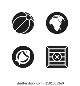 sea icon. 4 sea vector icons set. beach ball, shipping and fish icons for web and design about sea theme
