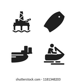 sea icon. 4 sea vector icons set. shore, bodyboard and jet ski icons for web and design about sea theme