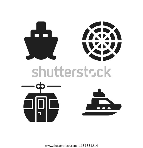 sea icon. 4 sea vector icons\
set. boat, radar and ferry icons for web and design about sea\
theme