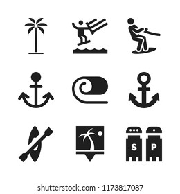 sea icon. 9 sea vector icons set. anchor icon, palm tree and salt and pepper icons for web and design about sea theme