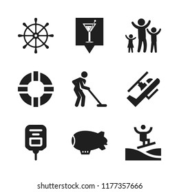 sea icon. 9 sea vector icons set. saline, brooming and rudder icons for web and design about sea theme