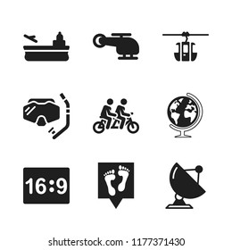 sea icon. 9 sea vector icons set. snorkle, tandem and school globe icons for web and design about sea theme