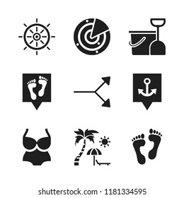 sea icon. 9 sea vector icons set. beach, path and swimsuit icons for web and design about sea theme