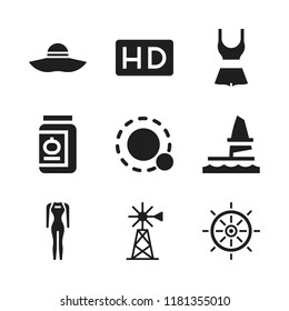 sea icon. 9 sea vector icons set. swimming suit, windmill and sunhat icons for web and design about sea theme