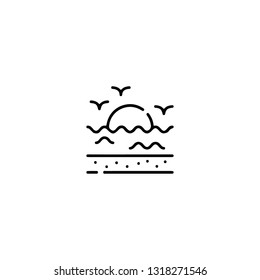 Sea icon, flat design line art thin style, vector illustration. Festive carnivals in Brazil and Mardi Gras in Venice
