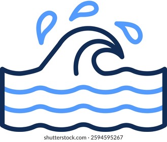 Sea Icon Line Color Vector Illustration
