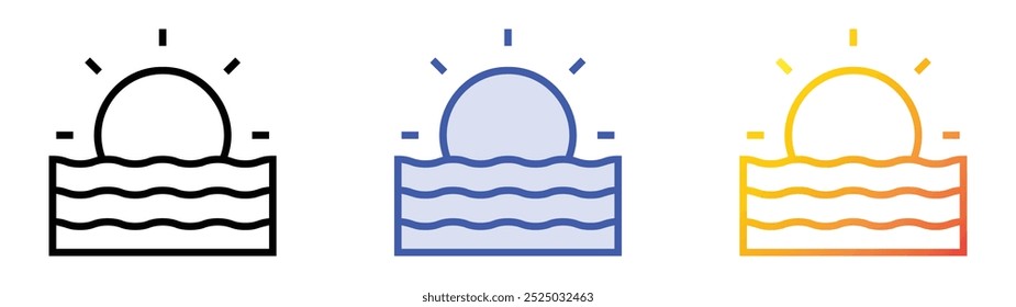 sea icon. Linear, Blue Fill and Gradient Style Design Isolated On White Background