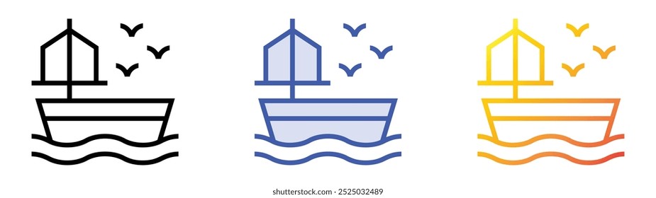 sea icon. Linear, Blue Fill and Gradient Style Design Isolated On White Background