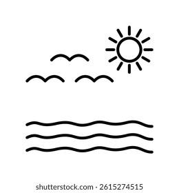 sea icon in outline style vector illustration