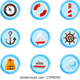 sea icon set. Separate layers for icons for easy editing.