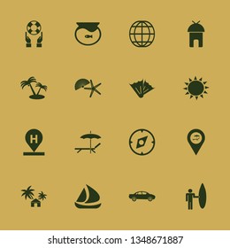 sea icon set with ship, flippers and surfer with board vector illustration