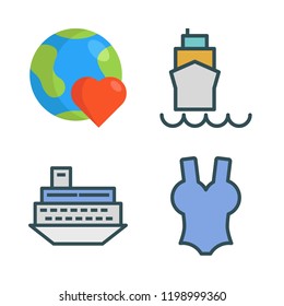 sea icon set. vector set about swimsuit, ship and planet earth icons set.