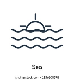 Sea icon vector isolated on white background, Sea transparent sign , thin symbols or lined elements in outline style