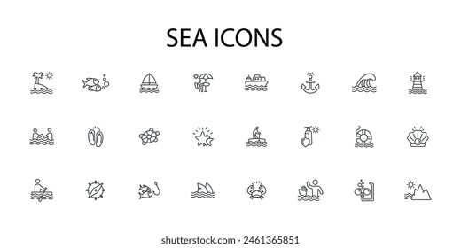 Sea icon. vector.Editable stroke.linear style sign for use web design,logo.Symbol illustration.