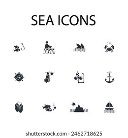 Sea icon. vector.Editable stroke.linear style sign for use web design,logo.Symbol illustration.