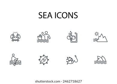 Sea icon. vector.Editable stroke.linear style sign for use web design,logo.Symbol illustration.