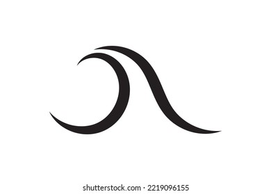 Diseño vectorial de la ilustración de la onda del icono del mar. Elemento gráfico del logotipo del océano. Símbolo acuático o líquido.