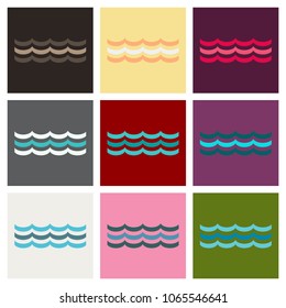 Sea icon. Waves and seagulls. Vector illustration.