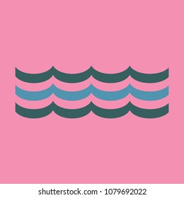 Sea icon. Waves and seagulls. Vector illustration.