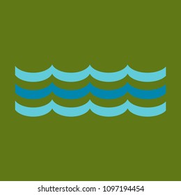 Sea icon. Waves and seagulls. Vector illustration.