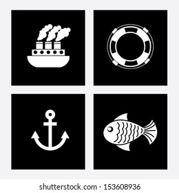 sea icons over white background  vector illustration