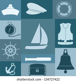 Sea icons set.