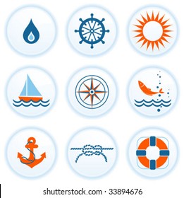 Sea icons set.