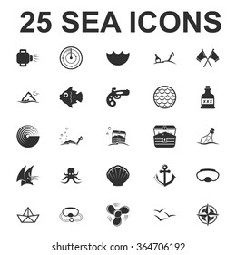 Sea icons set. 